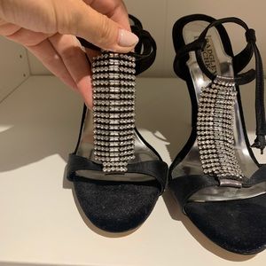 Badgley Mischka black sandals with jewels